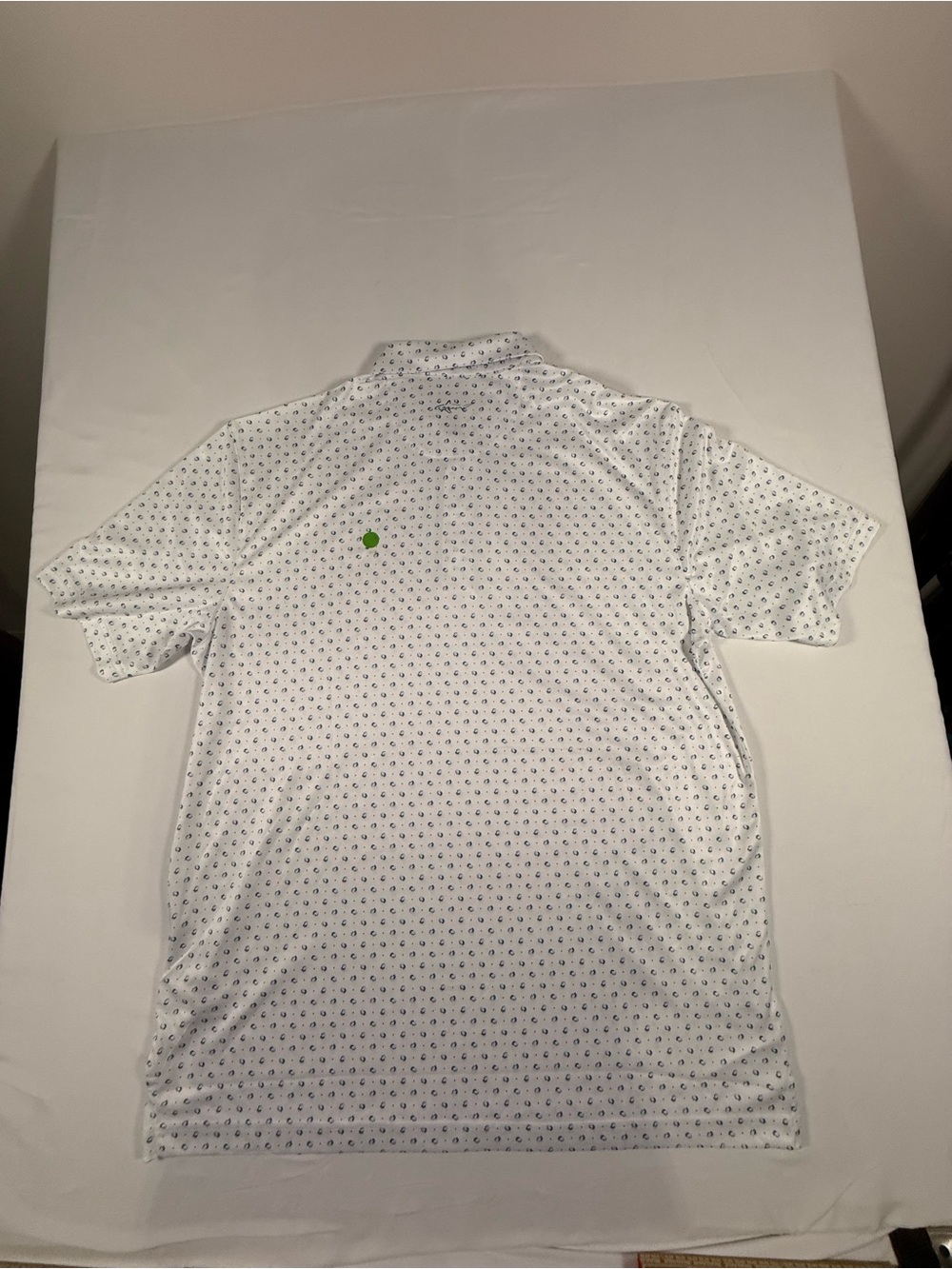Greg Norman Collection White Polo with Navy Micro Print